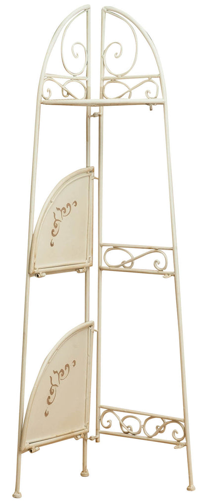 Biscottini Etagere ad angolo multifunzione richiudibile in ferro battuto finitura bianca anticata L40xPR28xH110 cm