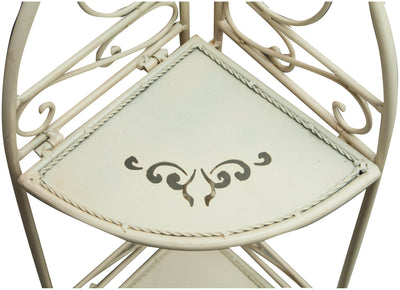 Biscottini Etagere ad angolo multifunzione richiudibile in ferro battuto finitura bianca anticata L40xPR28xH110 cm