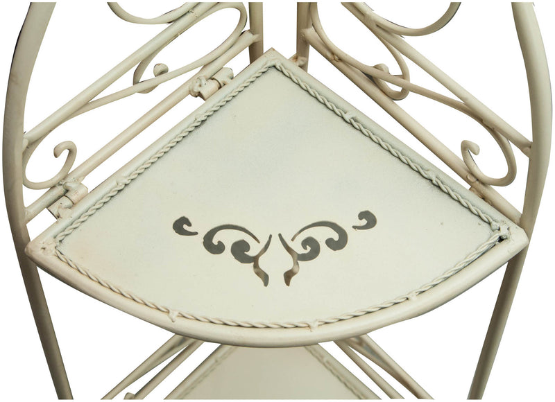 Biscottini Etagere ad angolo multifunzione richiudibile in ferro battuto finitura bianca anticata L40xPR28xH110 cm
