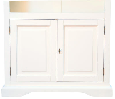 Biscottini Libreria in legno massello di tiglio finitura bianca anticata L108xPR38xH211 cm. Made in Italy