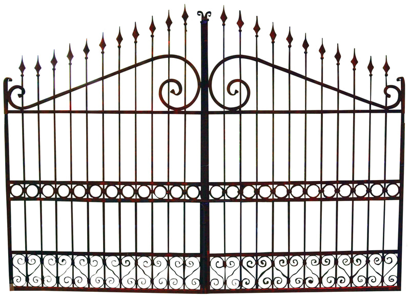 Biscottini Cancello in ferro pieno finitura antico anticata L348xPR10xH250 cm interamente