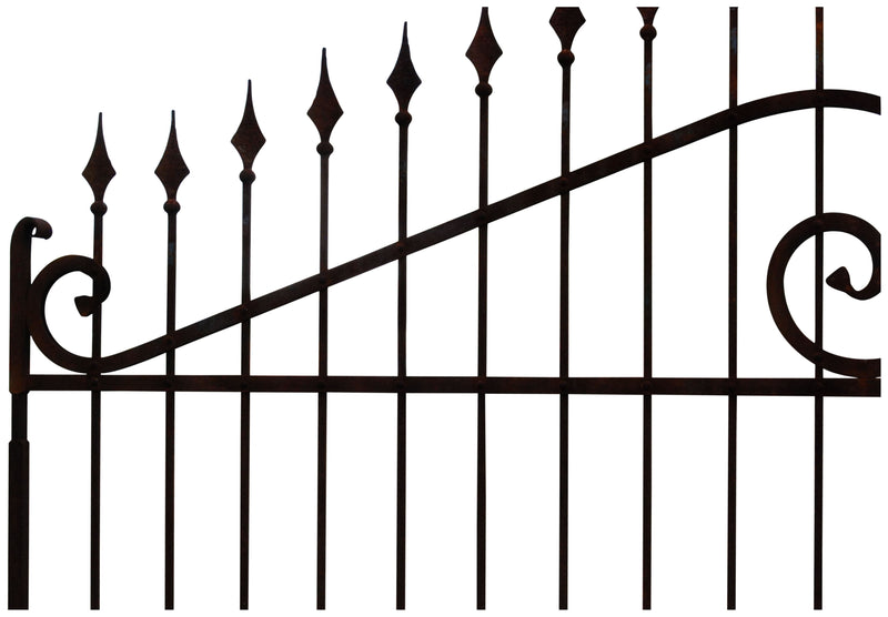 Biscottini Cancello in ferro pieno finitura antico anticata L348xPR10xH250 cm interamente