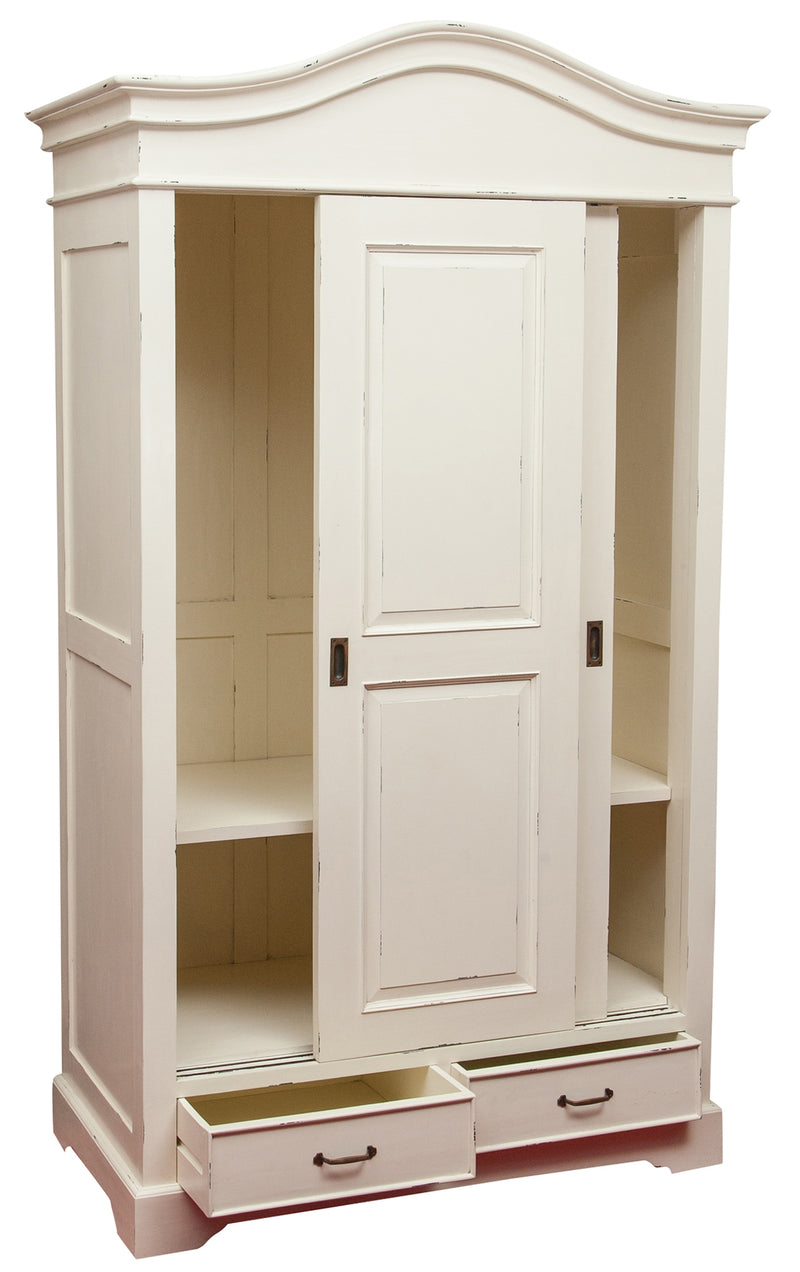 Biscottini Armadio in legno massello finitura bianca anticata L123xPR65xH211 cm Spazioso