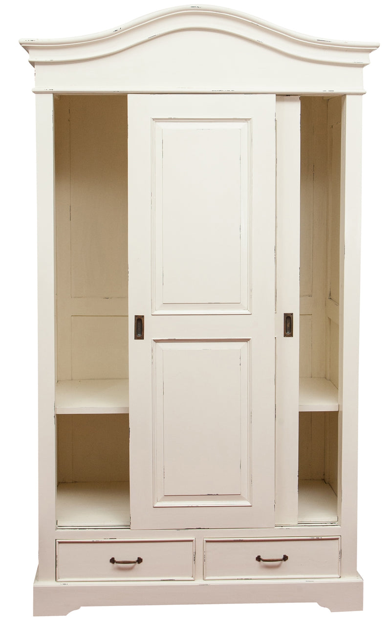 Biscottini Armadio in legno massello finitura bianca anticata L123xPR65xH211 cm Spazioso