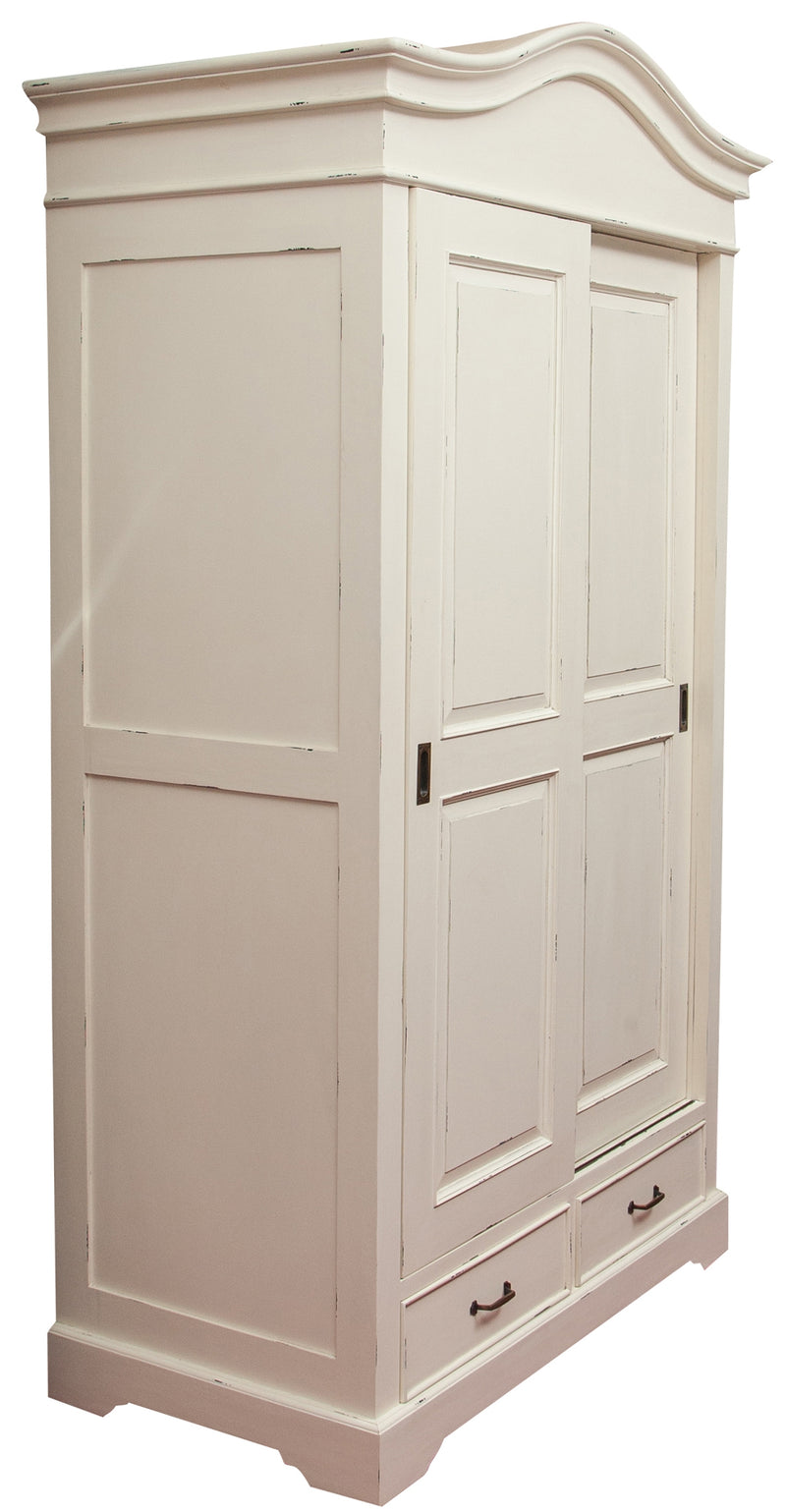 Biscottini Armadio in legno massello finitura bianca anticata L123xPR65xH211 cm Spazioso