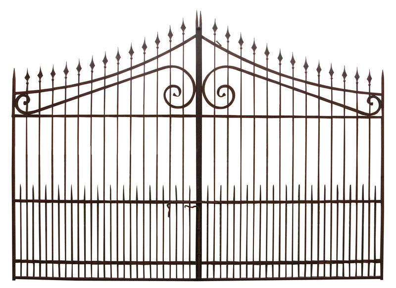 Biscottini Cancello in ferro pieno finitura anticata L402xPR10xH288 cm. Made in Italy