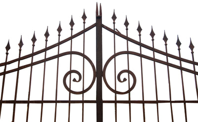 Biscottini Cancello in ferro pieno finitura anticata L402xPR10xH288 cm. Made in Italy