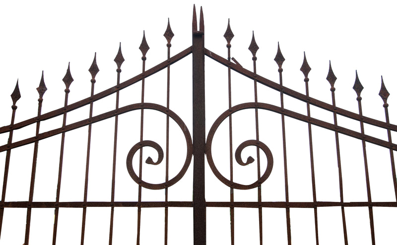 Biscottini Cancello in ferro pieno finitura anticata L402xPR10xH288 cm. Made in Italy