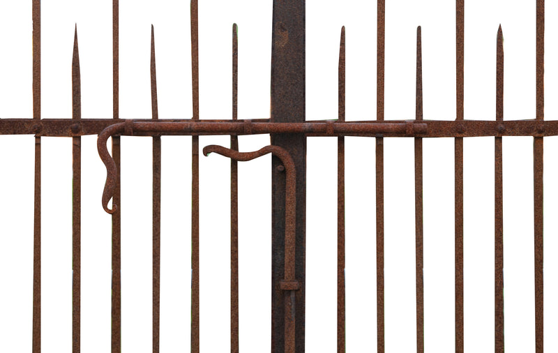 Biscottini Cancello in ferro pieno finitura anticata L402xPR10xH288 cm. Made in Italy