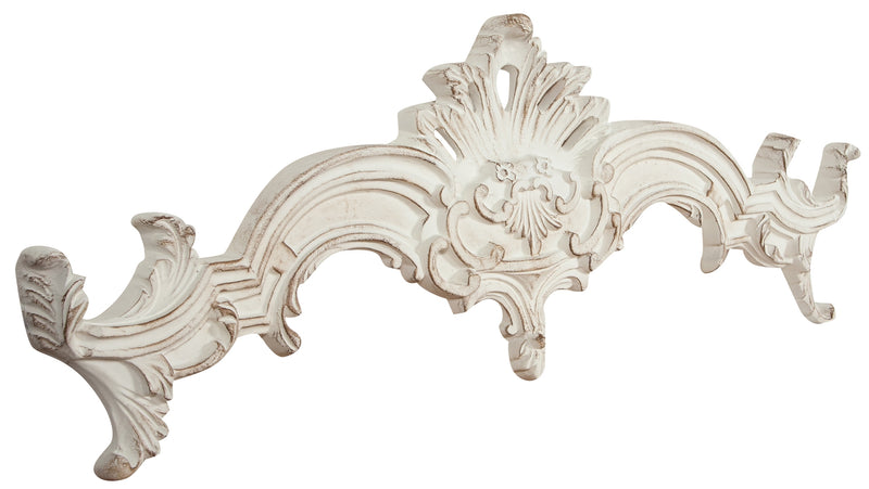 Biscottini Sopraporta in legno finitura bianco anticato L97xPR8xH34 cm Made in Italy