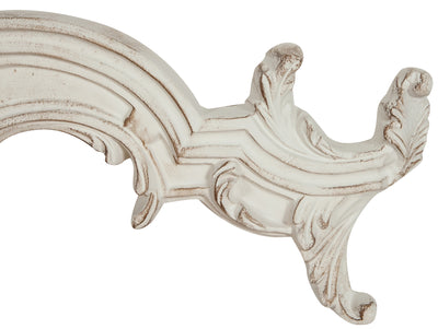 Biscottini Sopraporta in legno finitura bianco anticato L97xPR8xH34 cm Made in Italy