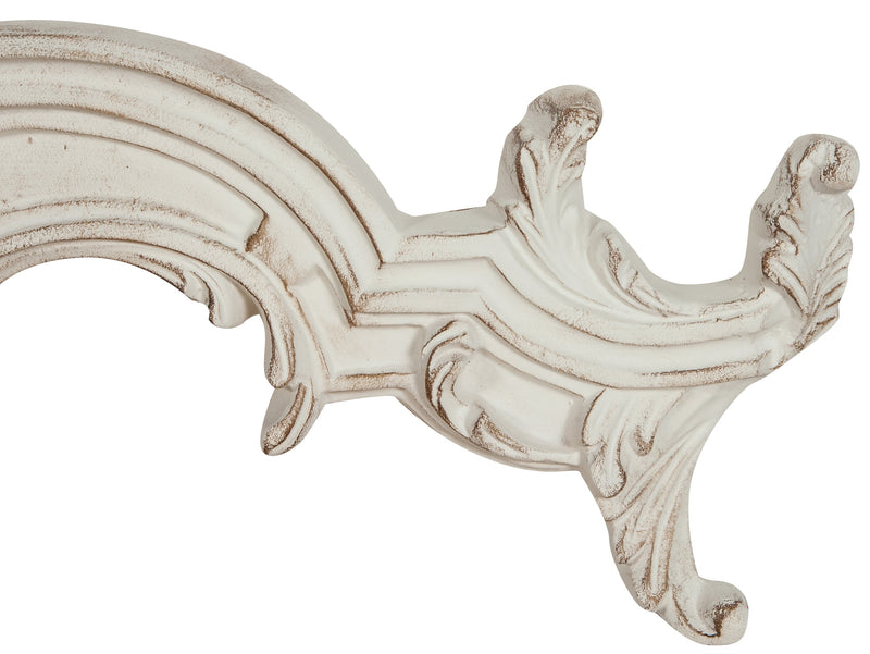 Biscottini Sopraporta in legno finitura bianco anticato L97xPR8xH34 cm Made in Italy
