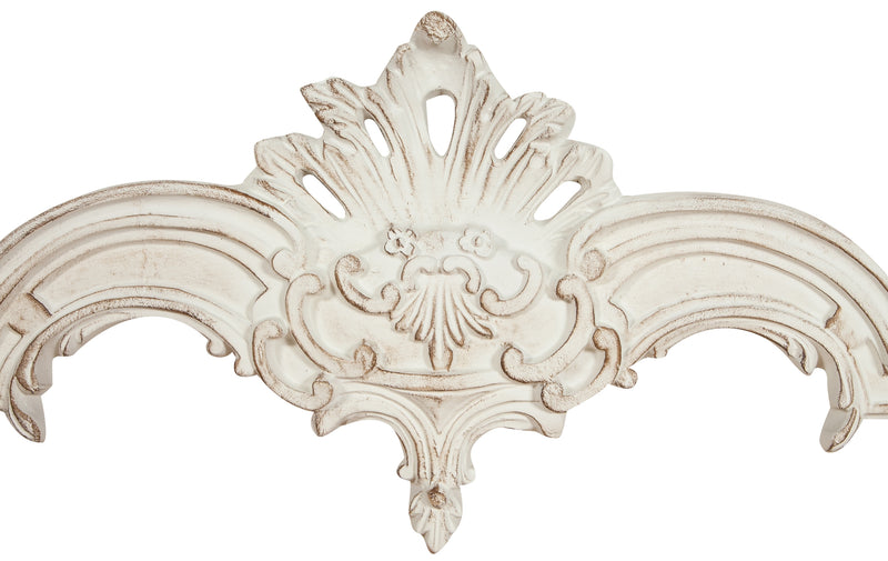 Biscottini Sopraporta in legno finitura bianco anticato L97xPR8xH34 cm Made in Italy