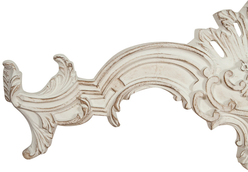 Biscottini Sopraporta in legno finitura bianco anticato L97xPR8xH34 cm Made in Italy