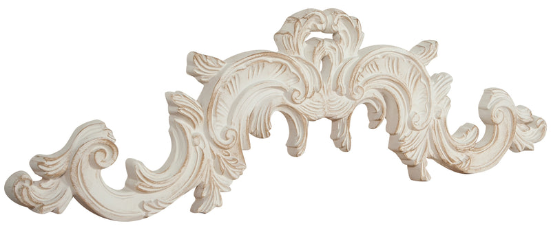 Biscottini Sopraporta in legno finitura bianco anticato L90xPR3xH27 cm Made in Italy