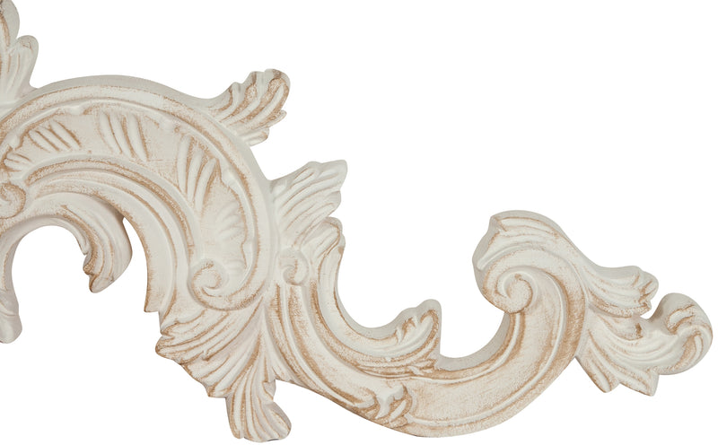 Biscottini Sopraporta in legno finitura bianco anticato L90xPR3xH27 cm Made in Italy