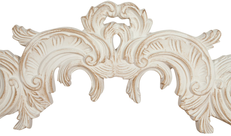 Biscottini Sopraporta in legno finitura bianco anticato L90xPR3xH27 cm Made in Italy