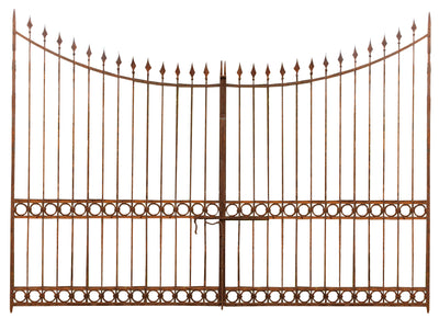 Biscottini Cancello in ferro pieno finitura anticata L400xPR10xH289 cm. Made in Italy