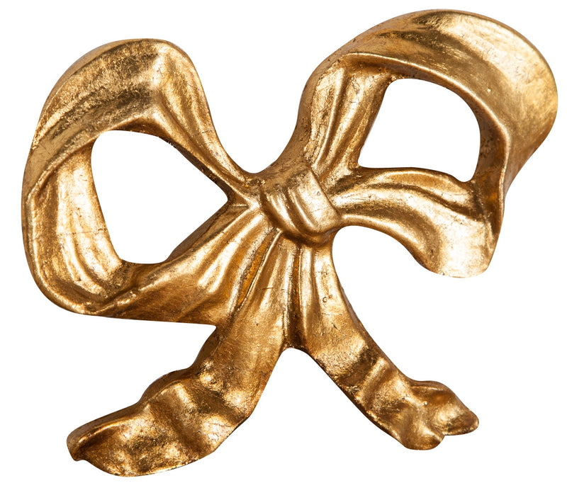 Biscottini Decoro a forma di fiocco in legno finitura foglia oro anticato L14xPR1,5xH10 cm Made in Italy