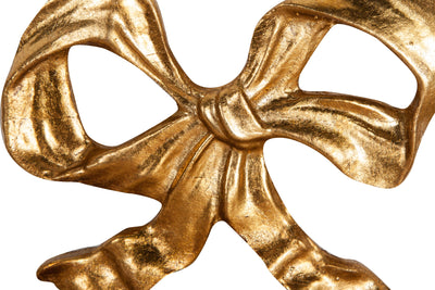 Biscottini Decoro a forma di fiocco in legno finitura foglia oro anticato L14xPR1,5xH10 cm Made in Italy