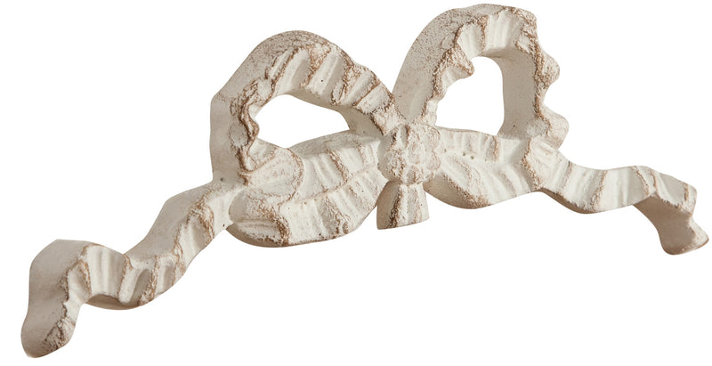 Biscottini Decoro a forma di fiocco in legno finitura bianco anticato L19xPR1,5xH7 cm Made in Italy