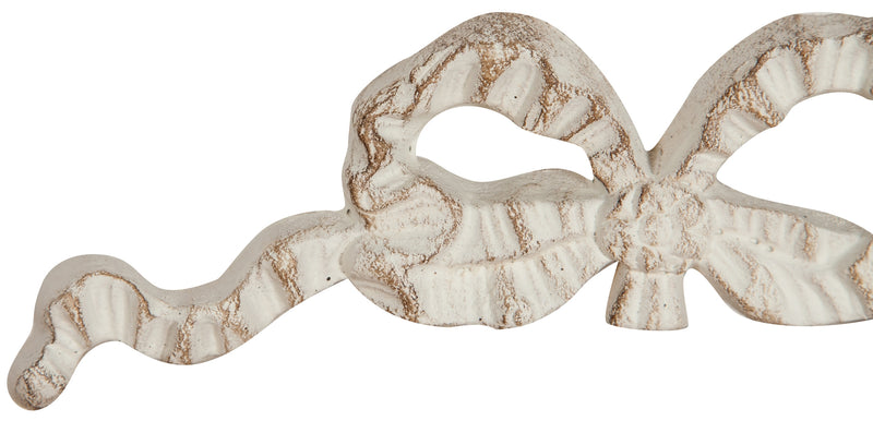 Biscottini Decoro a forma di fiocco in legno finitura bianco anticato L19xPR1,5xH7 cm Made in Italy