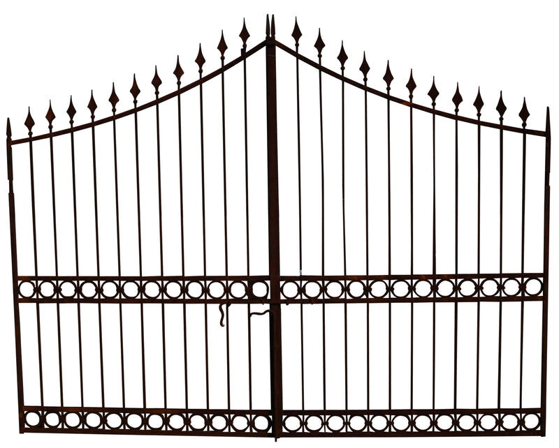 Biscottini Cancello in ferro pieno finitura anticata L350xPR10xH288 cm. Made in Italy