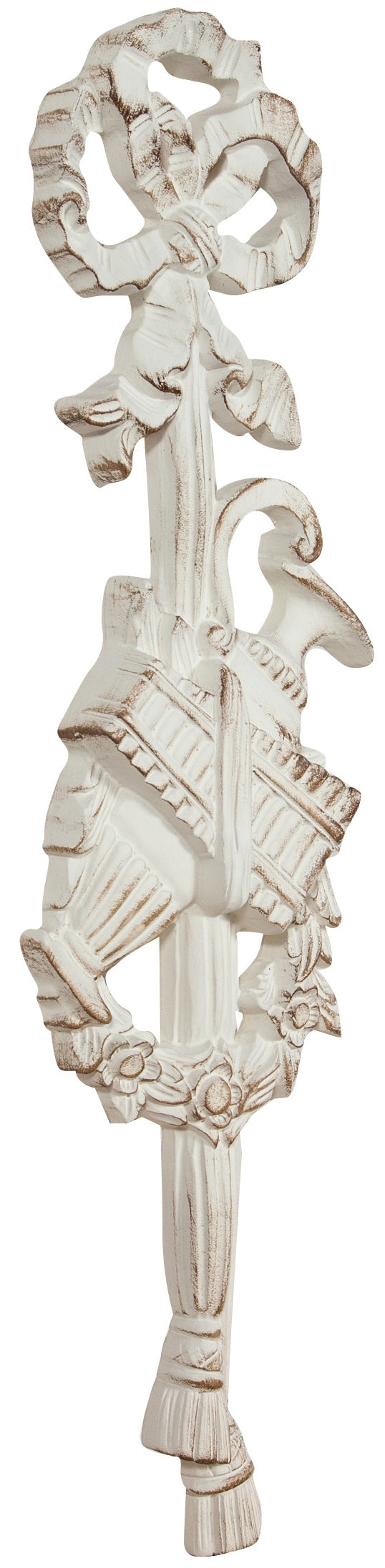 Biscottini Fregio in legno finitura bianco anticato L20xPR3,5xH72 cm Made in Italy