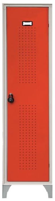 Armadietto spogliatoio con anta forata di metallo verniciato con tramezza interna cm. 50x50x180h