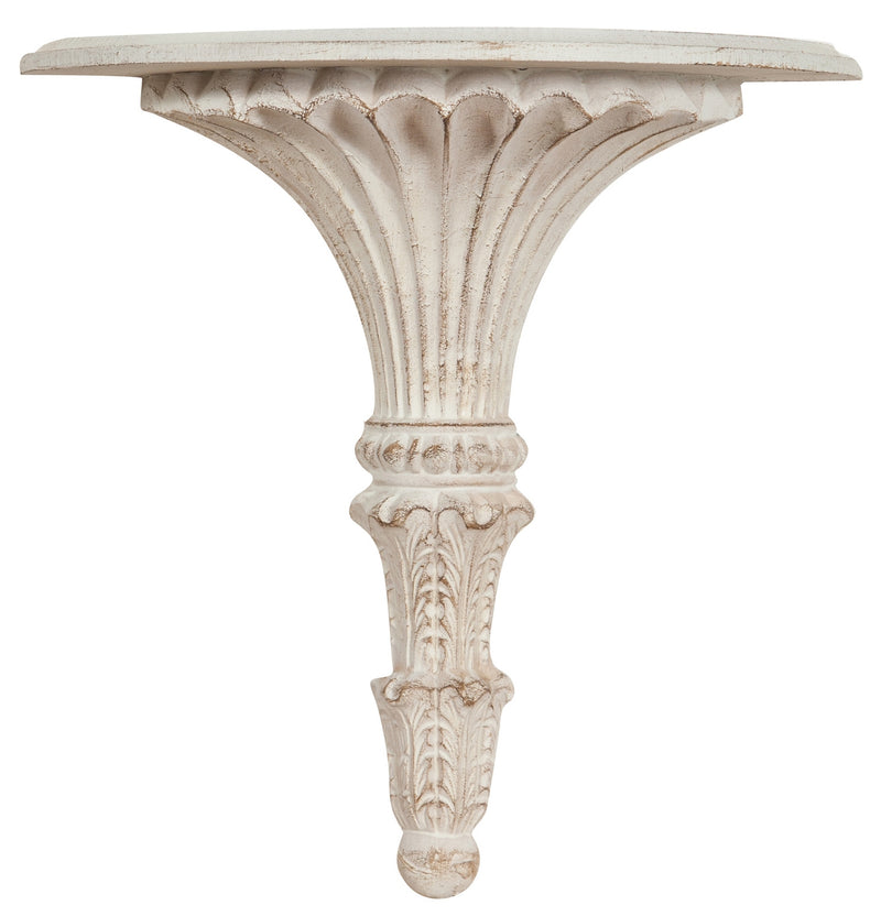 Biscottini Mensola a muro in legno finitura bianco anticato L39xPR20xH40 cm Made in Italy