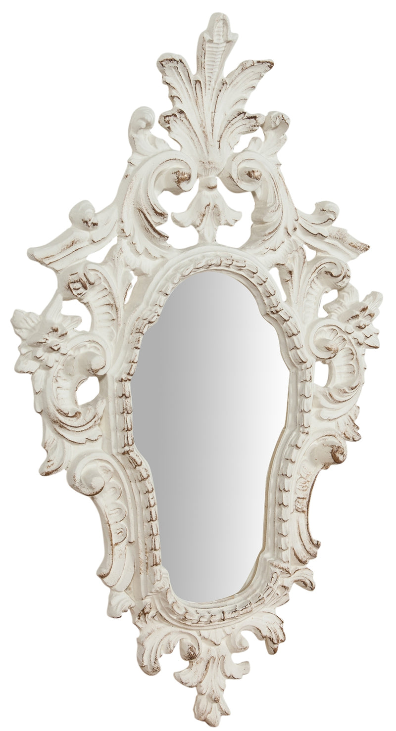 Biscottini Specchiera da parete in legno finitura bianco anticato Made in Italy Offerta