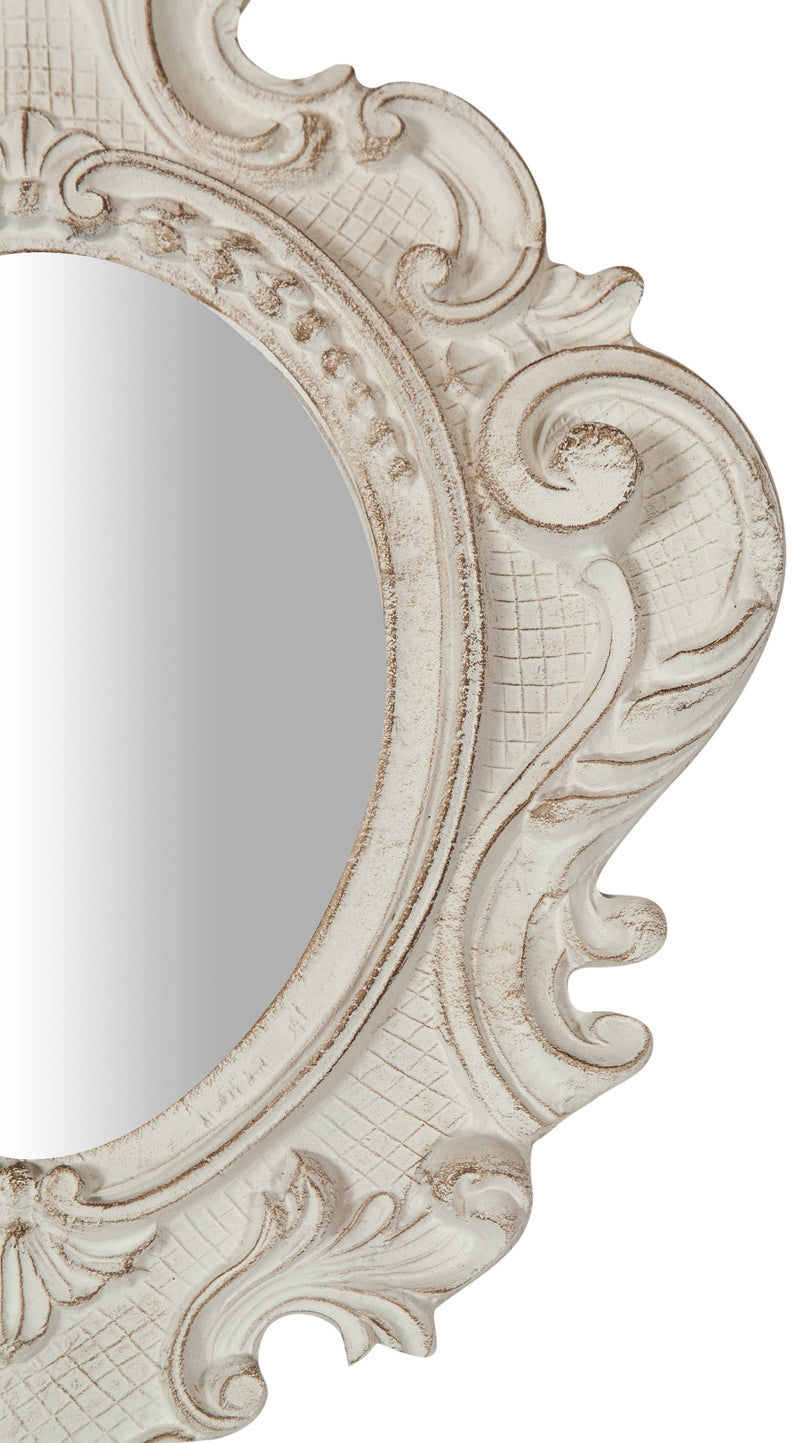 Biscottini Specchiera da parete in legno finitura bianco anticato L32xPR3,5xH38 cm Made in Italy