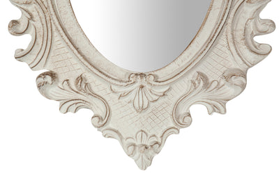 Biscottini Specchiera da parete in legno finitura bianco anticato L32xPR3,5xH38 cm Made in Italy