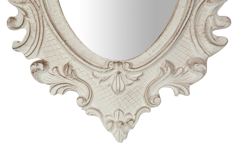 Biscottini Specchiera da parete in legno finitura bianco anticato L32xPR3,5xH38 cm Made in Italy