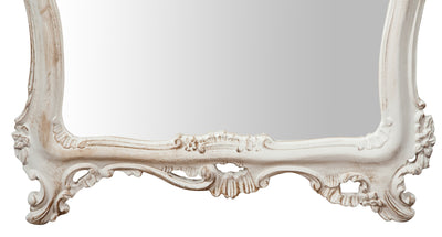 Biscottini Specchiera da parete in legno finitura bianco anticato L66xPR7xH118 cm Made in Italy