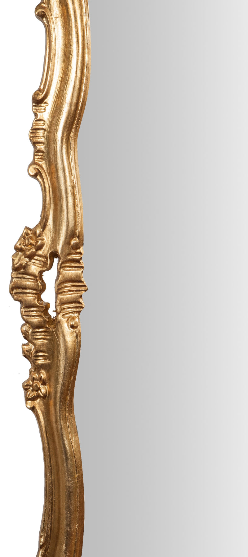 Biscottini Specchiera da parete in legno finitura foglia oro anticato L66xPR7xH118 cm Made in Italy