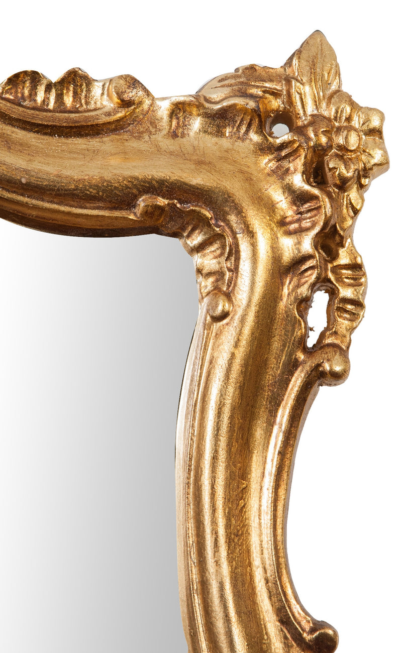 Biscottini Specchiera da parete in legno finitura foglia oro anticato L66xPR7xH118 cm Made in Italy