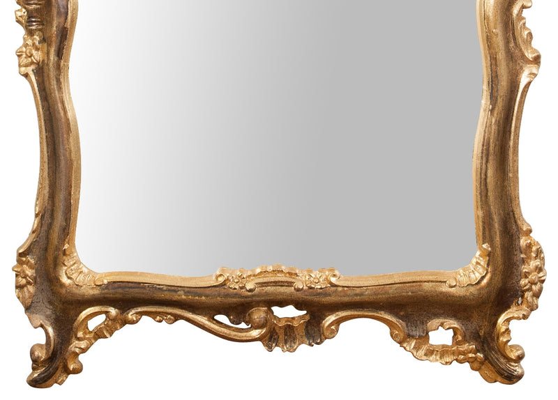 Biscottini Specchiera da parete in legno finitura foglia oro ossidato anticato L68XPR7,5XH122 cm Made in Italy