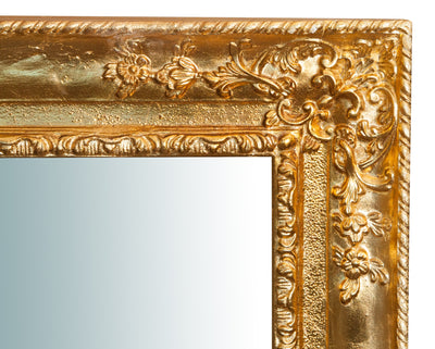 Biscottini Specchiera da parete verticale/orizzontale in legno finitura foglia oro anticato L91xPR5xH111 cm Made in Italy