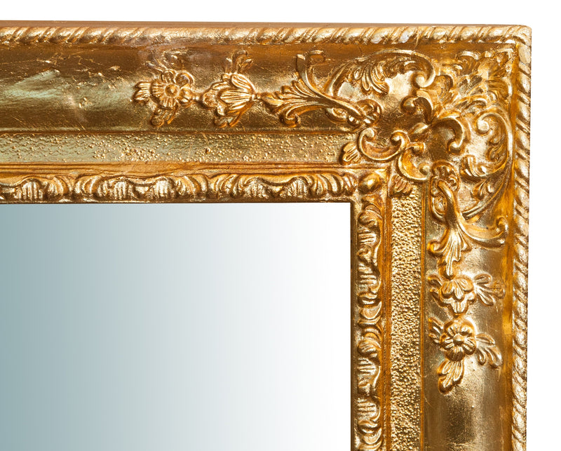 Biscottini Specchiera da parete verticale/orizzontale in legno finitura foglia oro anticato L91xPR5xH111 cm Made in Italy