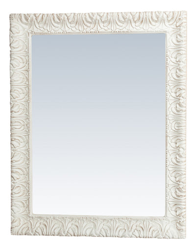 Biscottini Specchiera da parete verticale/orizzontale in legno finitura bianca anticata L83xPR5,5xH105 cm Made in Italy