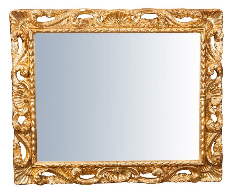 Biscottini Specchiera da parete verticale/orizzontale in legno finitura foglia oro anticato L94xPR6,5xH114 cm Made in Italy