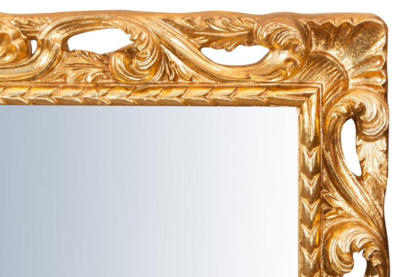 Biscottini Specchiera da parete verticale/orizzontale in legno finitura foglia oro anticato L94xPR6,5xH114 cm Made in Italy