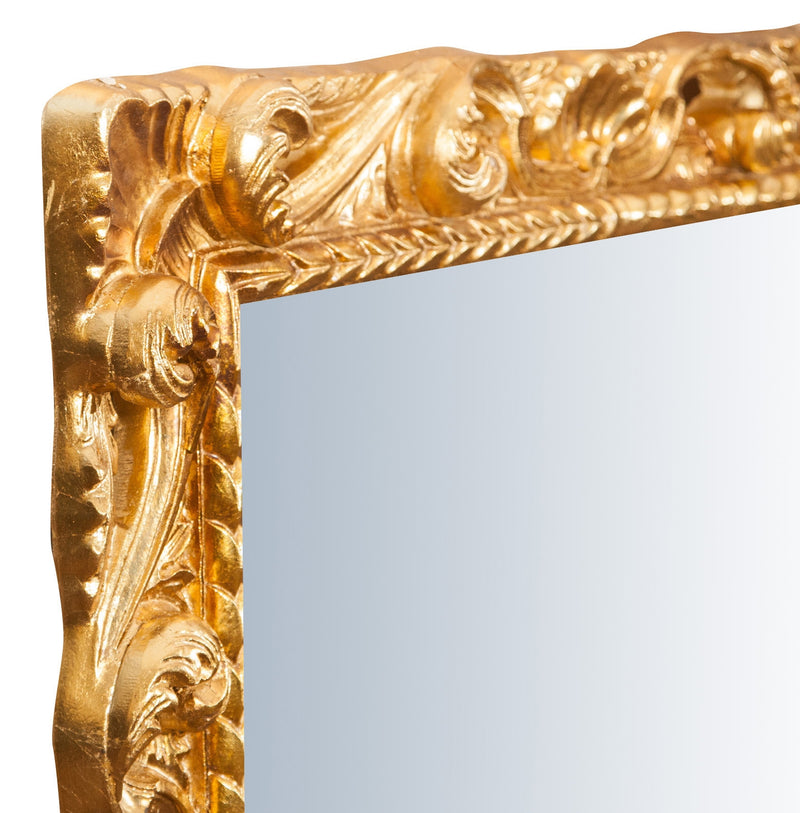 Biscottini Specchiera da parete verticale/orizzontale in legno finitura foglia oro anticato L94xPR6,5xH114 cm Made in Italy