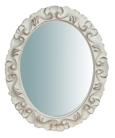 Biscottini Specchiera da parete verticale/orizzontale in legno finitura bianca anticata L28xPR2xH34 cm Made in Italy