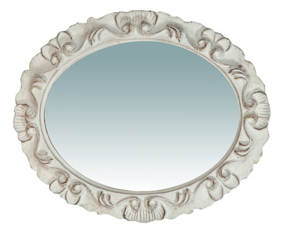 Biscottini Specchiera da parete verticale/orizzontale in legno finitura bianca anticata L28xPR2xH34 cm Made in Italy