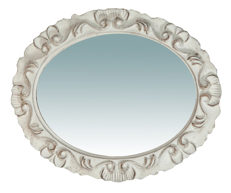 Biscottini Specchiera da parete verticale/orizzontale in legno finitura bianca anticata L28xPR2xH34 cm Made in Italy