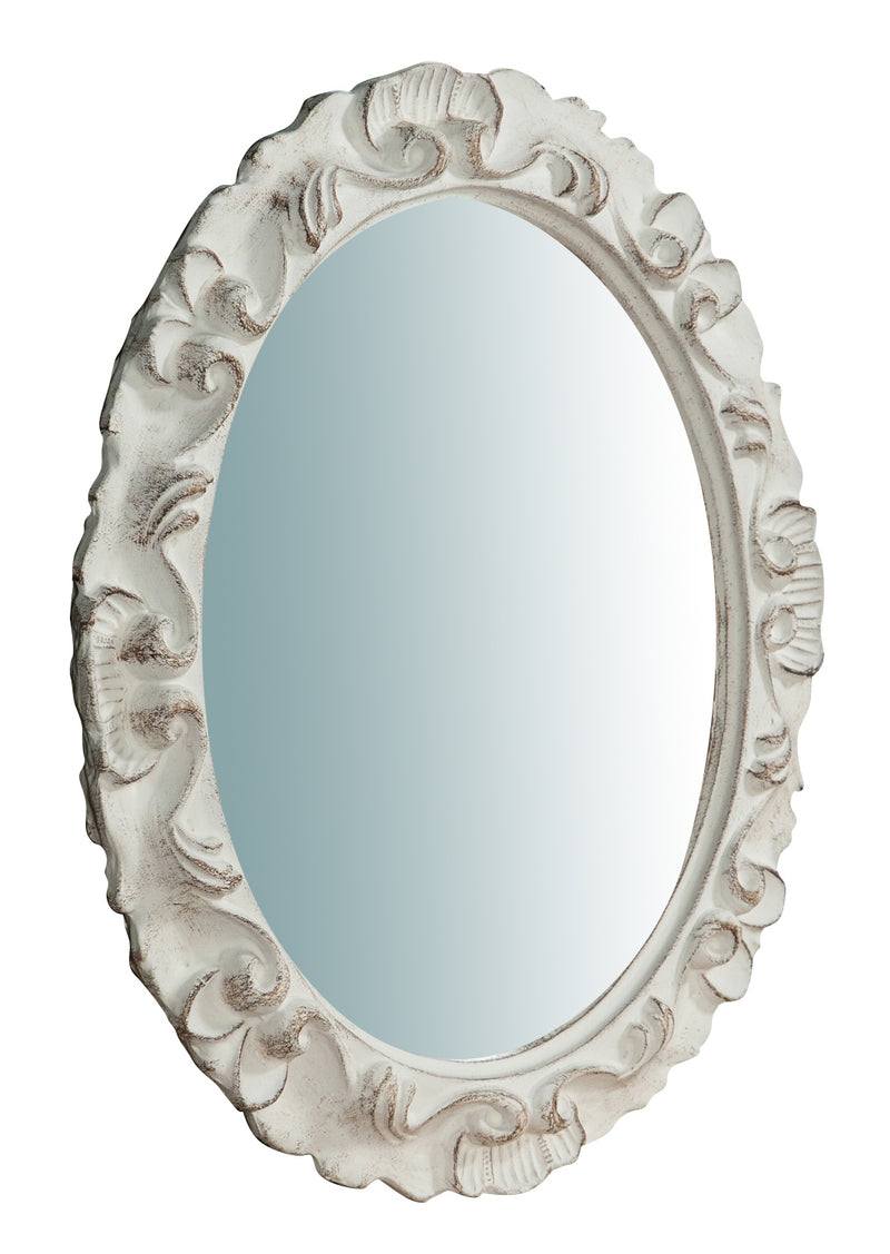 Biscottini Specchiera da parete verticale/orizzontale in legno finitura bianca anticata L28xPR2xH34 cm Made in Italy