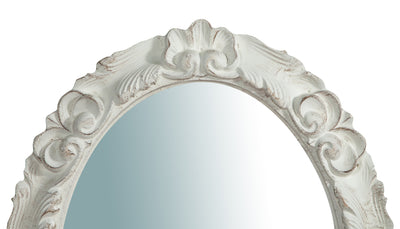 Biscottini Specchiera da parete verticale/orizzontale in legno finitura bianca anticata Made in Italy OVALE