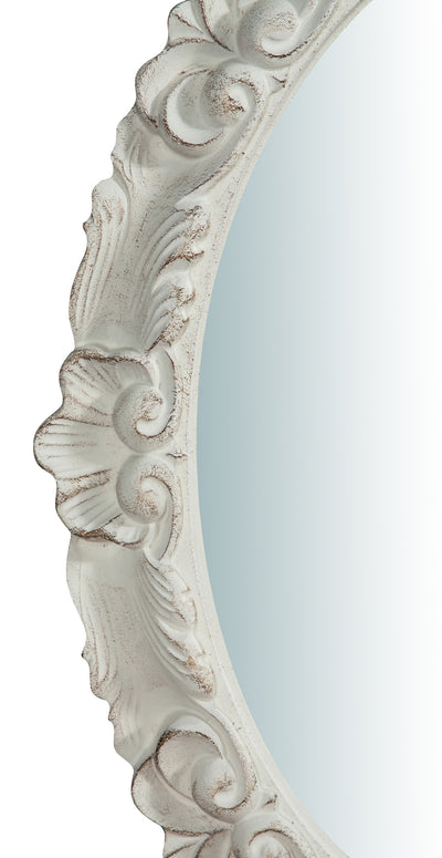 Biscottini Specchiera da parete verticale/orizzontale in legno finitura bianca anticata Made in Italy OVALE